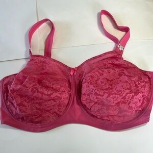 Goddess revaluation 42G lace underwire bra 4 hook deep pink